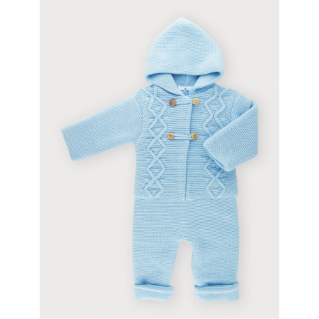 CONJUNTO CELESTE  DE TRENCA CON PANTALÓN