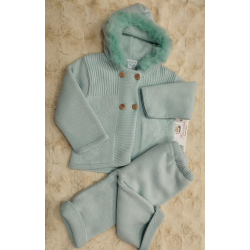 CONJUNTO VERDEAGUA DE TRENCA CON PANTALÓN