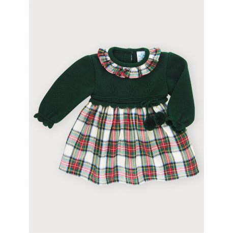 VESTIDO CUADROS COMBINADO CON PUNTO