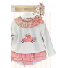 CONJUNTO SUDADERA CON SHORT/FALDITA VICHY CORAL COCHE