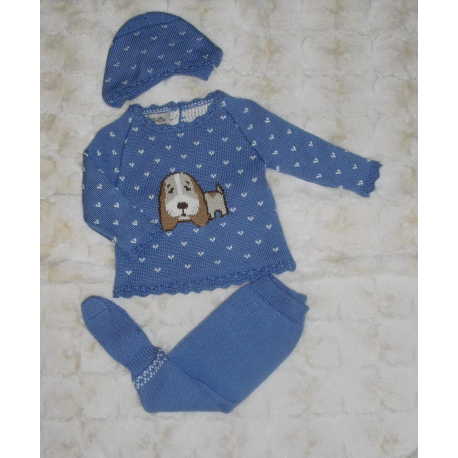 CONJUNTO PRIMERA PUESTA PERRITO AZUL EMPOLVADO