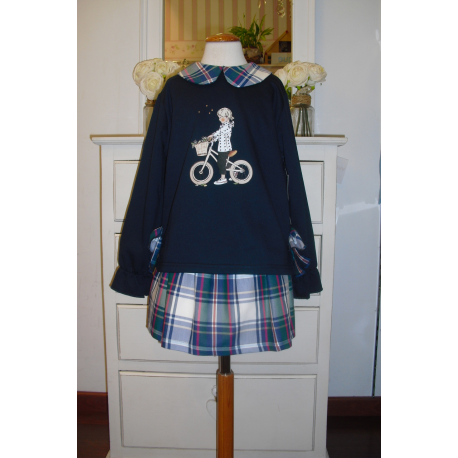 CONJUNTO SUDADERA C/FALDA ESCOCÉS BICICLETA