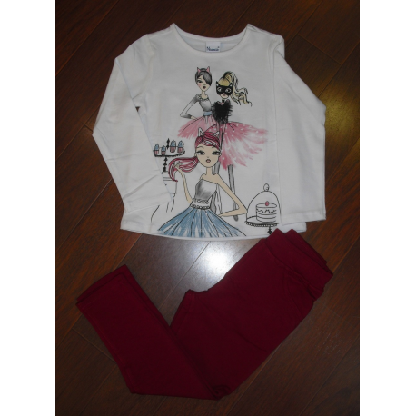 CONJUNTO CAMISETA C/PANTALÓN GRANATE