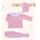 CONJUNTO PRIMERA PUESTA ROSA EMPOLVADO/BLANCO BODOQUES