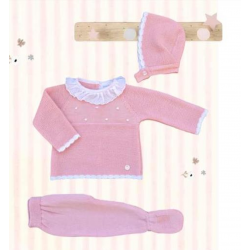 CONJUNTO PRIMERA PUESTA ROSA EMPOLVADO/BLANCO BODOQUES