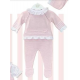 CONJUNTO PRIMERA PUESTA ROSA BEBE CON BLANCO