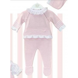 CONJUNTO PRIMERA PUESTA ROSA BEBE CON BLANCO