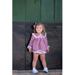 CONJUNTO BLUSA CON SHORT-FALDITA VICHY GUINDA