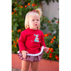 CONJUNTO SUDADERA CON SHORT-FALDITA VICHY GUINDA