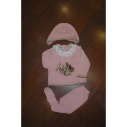 CONJUNTO 3PZAS PRIMERA PUESTA ROSA ANIMALITO