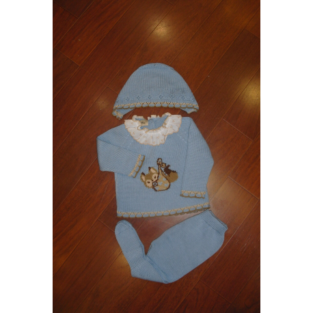CONJUNTO 3PZAS PRIMERA PUESTA AZUL ANIMALITO