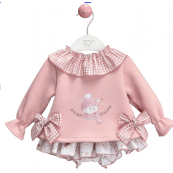 CONJUNTO SUDADERA C/SHORT-FALDITA PENÉLOPE ROSA EMPOLVADO