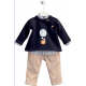 CONJUNTO SUDADERA C/CAMISA RAYAS Y PANTALÓN LARGO  GLOBO MARINO