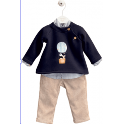 CONJUNTO SUDADERA C/CAMISA RAYAS Y PANTALÓN LARGO  GLOBO MARINO