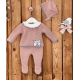 CONJUNTO 3 PZAS.PRIMERA PUESTA ROSA EMPOLVADO/GRIS
