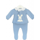CONJUNTO 3 PZAS. PRIMERA PUESTA CONEJITO AZUL EMPOLVADO