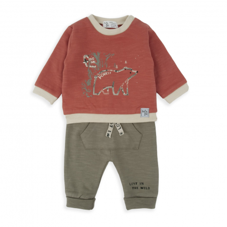 CONJUNTO SUDADERA C/PANTALÓN OSOS CORAL-AMARILLO UNISEX