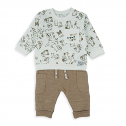CONJUNTO SUDADERA C/PANTALÓN ARENA-CAMEL PERRITOS UNISEX