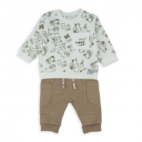 CONJUNTO SUDADERA C/PANTALÓN ARENA-CAMEL PERRITOS UNISEX