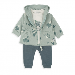 CONJUNTO CAMISETA-PANTALÓN-SUDADERA VERDE OVEJAS
