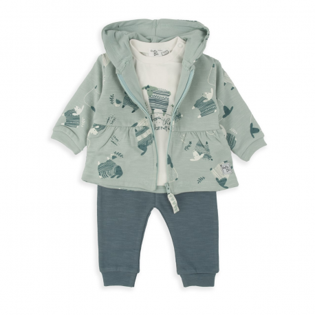 CONJUNTO CAMISETA-PANTALÓN-SUDADERA VERDE OVEJAS
