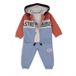 CONJUNTO CAMISETA-PANTALÓN-SUDADERA CELESTE/CORAL UNISEX