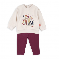 CONJUNTO SUDADERA C/PANTALÓN GRANATE-CRUDO BICI