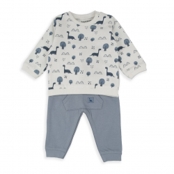 CONJUNTO SUDADERA C/PANTALÓN DINOSAURIOS AZUL  UNISEX
