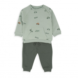 CONJUNTO SUDADERA C/PANTALÓN COCHES VERDE UNISEX