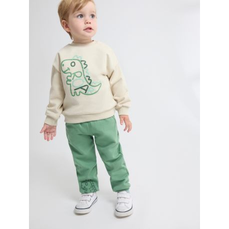 CONJUNTO SUDADERA C/JOGGING CRUDO/VERDE UNISEX