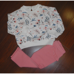CONJUNTO SUDADERA C/ LEGGINS ROSA-BLANCO