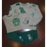 CONJUNTO SUDADERA-PANTALÓN-CAMISETA  DINO VERDE/CRUDO UNISEX