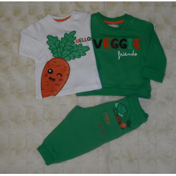 CONJUNTO SUDADERA C/JOGGING Y CAMISETA  VERDE/NARANJA UNISEX