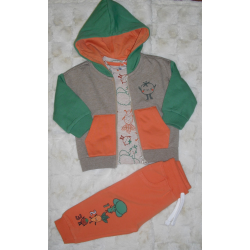 CONJUNTO SUDADERA C/JOGGING Y CAMISETA  ARENA/VERDE/NARANJA UNISEX