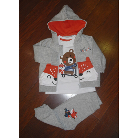 CONJUNTO SUDADERA C/JOGGING Y CAMISETA  GRIS  UNISEX