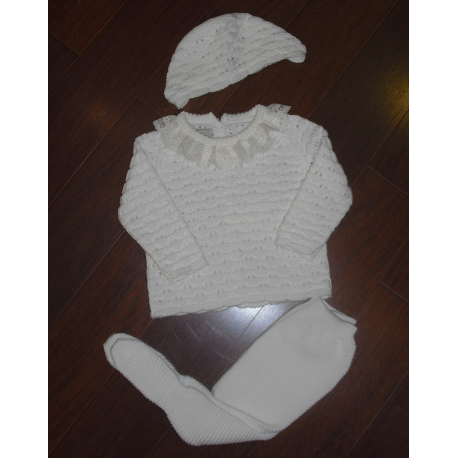 CONJUNTO 3PZAS PRIMERA PUESTA BLANCO ROTO