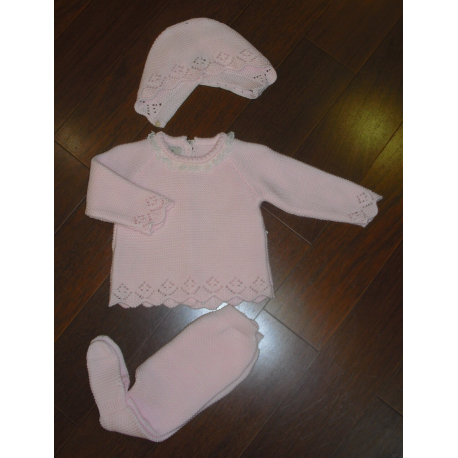 CONJUNTO 3PZAS PRIMERA PUESTA ROSA BEBE