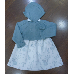 VESTIDO C/CAPOTA CUERPO PUNTO PAISAJE VERDE