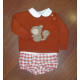 CONJUNTO BLUSA CON RANITA Y JERSEY CALABAZA ARDILLA
