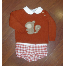 CONJUNTO BLUSA CON RANITA Y JERSEY CALABAZA ARDILLA
