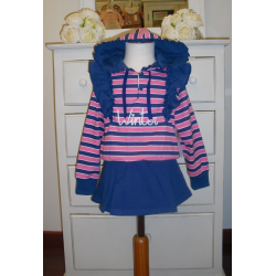CONJUNTO SUDADERA C/SHORT-FALDITA MARINO FUCSIA RAYAS