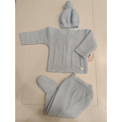 CONJUNTO PRIMERA PUESTA 3PZAS. TRENZAS CELESTE