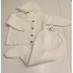 CONJUNTO PRIMERA PUESTA CHAQUETA-POLAINA-CAPOTA MARFIL