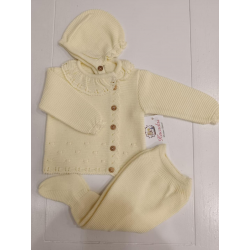 CONJUNTO PRIMERA PUESTA CHAQUETA-POLAINA-CAPOTA AMARILLO